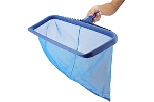 Oumefar Blue Pool Skimmer Effective Fine Mesh Net Effortless Wide Head Net Lightweight Deep Bag for Swimming Pool Pool Cleaning Tool