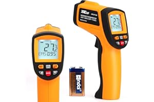 XRCLIF Digital Infrared Thermometer -58℉～1742℉ (-50℃～950℃), Non-Contact Laser Temperature Gun with LCD Display, Adjustable Emissivity/Saving Data/Settable Highest Lowest Temp Alarm (Not for Human)