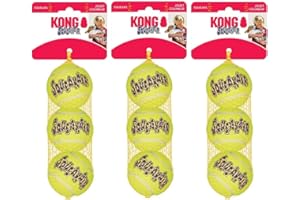 KONG Squeakair Pelota de Tenis de Juguete para Perro, tamaño Mediano, 9 Unidades