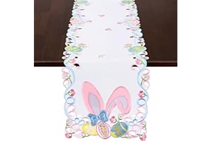 Grelucgo Embroidered Easter Bunny Table Runner (13 x 54 inch)
