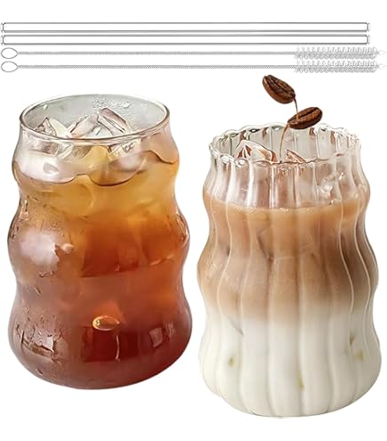 Herbruikbare glazen rietjes, 8 kleurrijke rietjes met 2 reinigingsborstels voor cocktailglazen, smoothies en sappen, vaatwasmachinebestendig