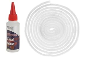 QUALTEX Stove Rope Door Seal Wood Log Burner Fire Glass Glue Adhesive 3 Metres / 100ml (Rope Thickness: 8mm)