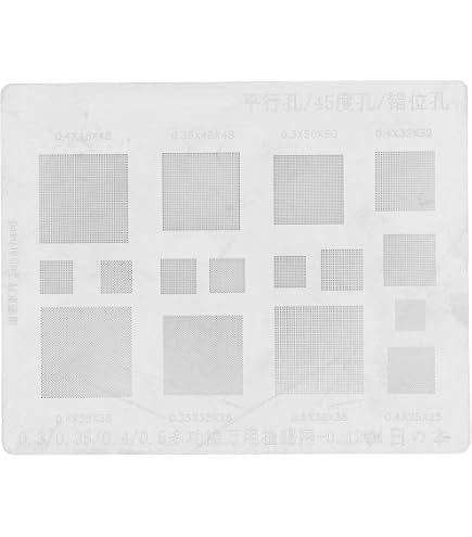 MASUNN Kit 10 Stencil BGA 90x90mm Per Reballing Laptop Universale - Spessori 0.3mm A 0.76mm, Acciaio Inox