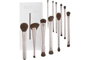 Sminkborsteset med dubbla ändar (11 delar) – Foundation, puder, concealer, highlighter, contour, ögonskugga & rouge – Ansikts