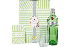 ‎TANQUERAY Tanqueray No.Ten, Premium Gin, im hochwertigen Geschenkset mit Glas & Grußkarte, handverlesen auf englischem Boden, 47,3% vol, 700ml Einzelflasche |