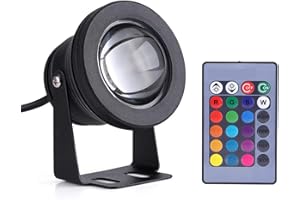 Yctze Luce subacquea, barca marina Yacht 10W 12V RGB LED Faretto subacqueo Lampada per acquario impermeabile per laghetto (Nero) per luce marina Luce esterna a LED Faretto a LED Luce RGB Paesaggio Luc