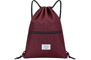 LIVACASA Turnbeutel Mit Reißverschluß Innentasche Sportbeutel Wasserdicht Hipster Beutel Seitentasche Gym Bag Gefüttert Rucksack Mit Verstellbar Tunnelzug Gymsack für Damen Herren