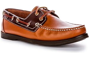 JUSTINREESS ENGLAND Bay Men's Leather Exposed Stitch Deck Boat Shoes, Durable and Stylish Footwear
