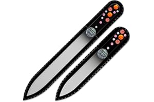 MONT BLEU Conjunto de 2 limas de uñas de cristal decoradas con cristales - Lima de uñas artesanal de auténtico vidrio templado checo