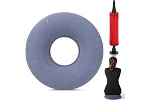 LZYDKH Hämorrhoiden Sitzkissen, Sitzring Nach Op Steißbeinkissen Aufblasbar Ringkissen mit Pumpe Donut Kissen Sitzkringel für Entlastung Steißbein Steißbeinschmerzen(Grau)