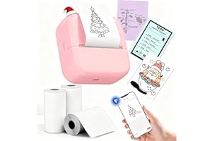 LABELCENTER Mini Stampante Portatile,Stampante Fotografica Portatile,Mini stampante Adesivi Termica,Stampa di Foto,Elenchi di Cose da Fare,Biglietti d'Auguri o Contenuti Educativi Tramite APP,3 Rotolo