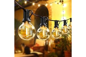 EUJAM LED Lichterkette Außen 20M Lichterkette Outdoor strom mit 30+4 G40 Birnen IP65 Wasserdicht Innen/Außen Lichterkette Glühbirnen 2700k Warmweiß Lichterketten für Garten, Terrasse, Hochzeiten