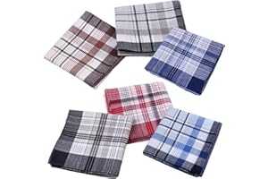 Jatipy 6Pcs 40cm*40cm Men's Handkerchiefs Cotton – Soft & Breathable Hankies for Men, Classic Design for Prom, Weddings, Celebrations, and Gift for Grooms