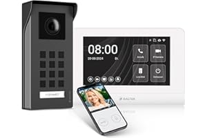 BALTER Entri Video Türsprechanlage, Aufputz Türklingel mit Kamera, Smartphone App, 1 Familienhaus, Video Türklingel, 7 Zoll HD-Monitor, Full HD Kamera, Gegensprechanlage mit Türöffner und Klingel 2 Draht