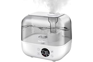 Sejoy Umidificatore Ambiente, 5L, Bambini, Casa, Umidificatore a Caldo, Ultrasuoni, Ambienti, Vapore caldo Nebbia Calda e Fredda a Riempimento Superiore, Vaporizzatore d'Aria per Tutta la Casa