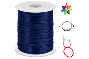 LEREATI Nylonschnur 1.5mm x 100m Nylonfaden Nylon Perlenschnur Satinkordel, Makramee Schnur Nylonschnur für Armbänder Perlen Auffädeln Halskette Schmuckherstellung DIY Handwerk (Dunkelblau)