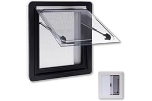 BJTDLLX Wohnwagenfenster Ausstellfenster Camper 45x50cm Wohnwagen Fenster Wohnmobil Fenster RV Klappfenster Externes Push Fenster mit integriertem Rollo und Fliegengitter | EU Stock