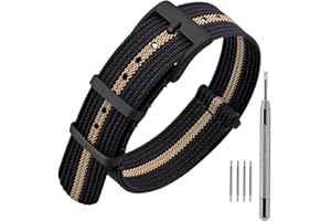ANNEFIT Nylon Watch Strap 16mm 18mm 20mm 22mm, One-Piece Waterproof Military Watch Band with Heavy Buckle