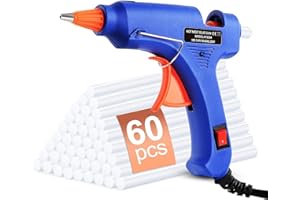 ilauke Hot Glue Gun, 20W Mini Heating Hot Melt Glue Gun with Sticks(60pcs 100mm) ON-Off Switch for DIY Arts, Hobby, Crafts, Home Repairs, Fabric, Metal, Wood, Glass, Card, Plastic