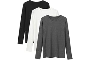 LiKing Maglietta a Maniche Lunghe Donna con Scollo Tondo Cotone 3er Pack 6151