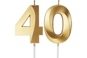 TOYVENTURES Birthday Candles Number Candles Age Year for Cakes Happy Birthday 3D Designed Wedding Anniversary Party Cake Topper Decorations (Gold, 40)