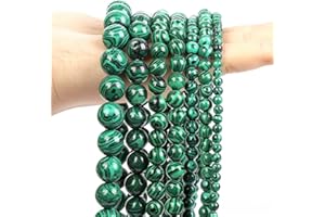 Only faith Perles rondes de pierres pour fabrication de bracelets, bijoux fantaisie avec trou, brins pierres précieuses pour colliers bandes lâches (10 mm (80 pièces), Malachite)