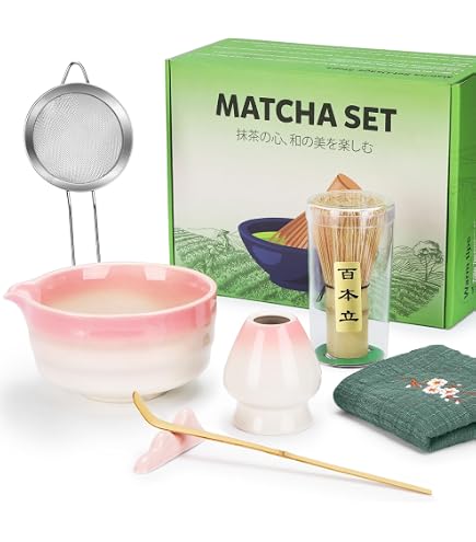 Set di fruste Matcha in ceramica con beccuccio, set di ciotole per