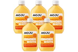 MOJU Ginger Dosing Bottles (5 x 420ml Pack, 35 Shots), Immune Support, Natural Ingredients, No Added Sugars or Sweeteners, Vegan, Ginger Shots
