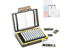Dual Protect Hard M.2 SSD Halter mit 12 PCS Einzelner klarer M.2 NVMe Fall für M.2 2280 2260 2242 2230 SSD Speicher, wasserdichter M.2 2280 SSD Kartenkoffer mit Label, Notizbuch