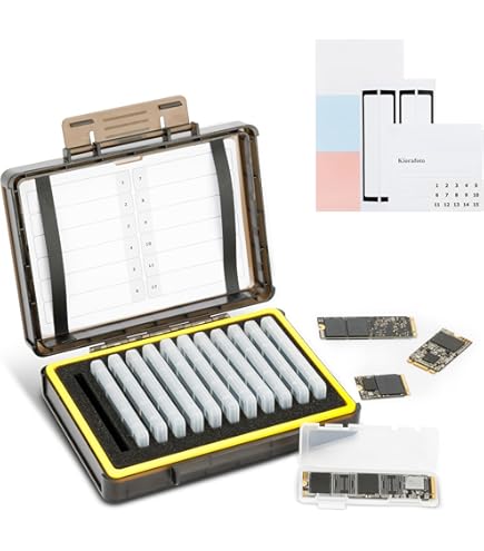 M.2 Interne SSD-hoes, 15 EVA-schuimsleuven voor M.2 2280/2260/2242/2230 SSD's, waterbestendig, botsingsbestendig en krasbestendig, met 1 indexkaart, 1 genummerde sticker en 15 vierkante M.2 Interne SSD-hoes, 15 EVA-schuimsleuven voor M.2 2280/2260/2242/2230 SSD's, waterbestendig, botsingsbestendig en krasbestendig, met 1 indexkaart, 1 genummerde sticker en 15 vierkante