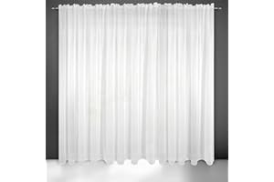 Eurofirany Gardine Vorhang Voile Glatt Transparent Kräuselband 1 STK. Durchsichtig Hochwertig Schlafzimmer Wohnzimmer Elegant Edel, 300x250cm
