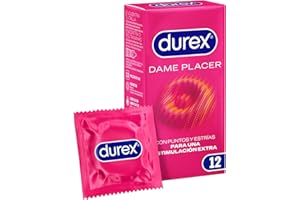 Durex Preservativos Dame Placer, Con Puntos y Estrías para una Estimulación Extra, 12 condones
