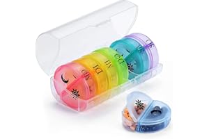 Tablettenbox 7 Tage Morgens Abends, bituocs Pillendose Rund 7 Tage 2 fächer, Handlicher und Feuchtigkeitsbeständiger Medikamentenbox Medikamentendosierer