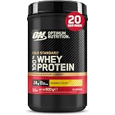 Optimum Nutrition Gold Standard 100% Whey Protein Powder, 600 g | Banana Cream, 20 Servings, 24g Protein, BCAA,Low Sugar,Prom