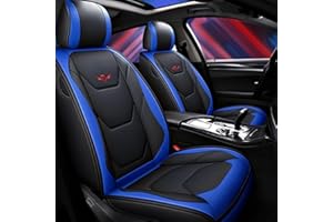 ‎HIGHSAM highsam Autositzbezüge Vordersitze Universal, Kunstleder Sitzbezüge Auto, 2 Stück Schonbezug Autositz Vorne Wasserdicht, Airbag kompatibel, Kompatibel mit Den Meisten Limousinen SUV (Schwarz Blau)
