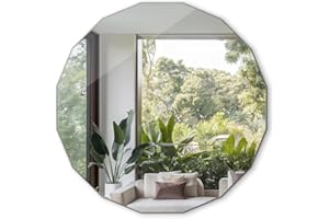 Tulup Specchio 80x80 per Bagno, Corridoio Camera da Letto, Soggiorno Poligonale Montaggio a parete Bordi bisellati Design Unico Senza Cornice Moderno Decorativo Versatile per Casa Ufficio