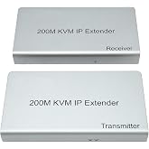 HDMI KVM USB Genişletici, Tek Cat6 &Uuml;zerinden 1080p HD Video Ethernet Kablosu 200 M, Fare Ve Klavye Kontrol&uuml; Uzaktan Kumanda S