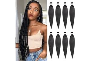 Xtrend 26 Zoll EZ Braid 8 Packs Schwarz Langes Vorgedehntes Flechthaar Yaki Textur Flechthaar für Häkelhaar Zöpfe Heißwassereinstellung Kunstfaser Haarverlängerungen 1B#
