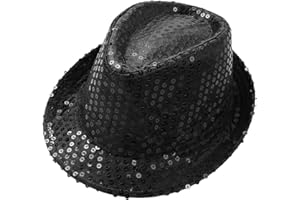 CHICTRY Chapeau de Jazz, Enfants Adultes Coloré Sequin fedora's Pare-Choc Pack Fête pour Disco Fête Anniversaire 54CM/ 58CM