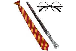 Widmann 07797 - Verkleidungsset Zauberlehrling, Brille mit Gläsern, Krawatte, Zauberstab, Mottoparty, Karneval