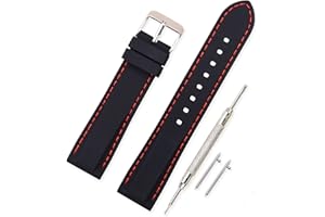 VINBAND Bracelet Montre en Silicone Libération Rapide Bande de Montre en Caoutchouc Souple Bande de Montre Intelligente Boucle en Acier Inoxydable - 18, 20, 22, 24 mm Bracelets de Montres Caoutchouc