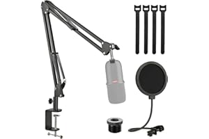 SoloCast - Braccio per microfono con filtro pop, supporto regolabile per microfono con morsetto da tavolo aggiornato per microfono a condensatore HyperX SoloCast di Rigych