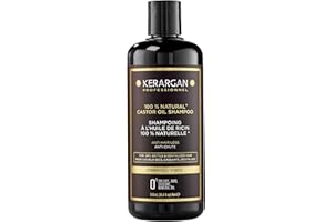Kerargan - Champú Anti-Caída con Aceite de Ricino - Fortalece & Favorece el Crecimiento-Cabello Seco y Quebradizo-Enriquecido con Queratina, Aceite de Argán, Aloe Vera-Sin sulfatos,GMO,silicona-500ml