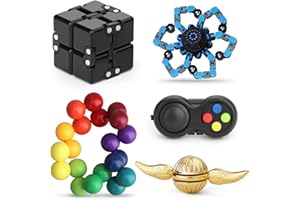 Dilabnda 5er-Pack Fidget Toys mit Unendlichkeitswürfel, Fidget Gaming Pad, Zauberer Fidget Spinner, Fingerspielzeugset als Partygeschenk