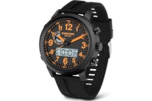 PINIDOUS Relojes para Hombre Relojes Deportivos Digitales para Hombre Multifuncional Militar Cuarzo Analógico Reloj Impermeable Acero Inoxidable Moda Clásica Reloj de Pulsera Casual Business