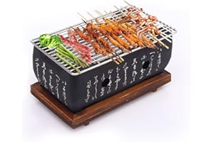 TISSTING Poêle à Barbecue de Style Japonais, Poêle de Camping avec Plaque, Base de Récipient de Carburant, Poêle à Charbon Portable pour Outils de Barbecue Ménagers(24x12.5x11.5cm)