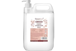 OCEAN FREE 80% Alcohol Hand Sanitiser Gel Liquid Rub with Pump - 5L Litre - Kills 99% Bacteria, Germs - Hand Sanitizer 5L (Single) Antibacterial Hand Gel | Perfect for Spray Dispensers and use as Rubbing Alcohol