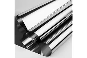 FENTIS Película de Ventana Reflectante Película de Vidrio de Espejo Plateado Unidireccional Control de Calor Ventana Anti UV Tinte Plateado Bloqueador Solar Etiqueta de Ventana Rollo 45x200cm