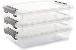 Citylife Pudełko do przechowywania dokumentów, 4,5 l, z pokrywką, plastikowe pudełko na dokumenty A4, przezroczyste pudełko do organizacji papieru A4, zdjęć, dokumentów, biura, 37 x 26 x 7 cm, 3