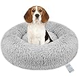 OKPOW Donut Dog Bed,Calming Anti Anxiety Extra Large Dog Beds,Washable Soft Warm Plush Fleece Fluffy Soothing Cat Pet Cushion,Round Orthopedic Relief Improved Sleeping Kitten Bed 80cm